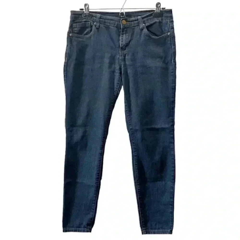 Forever 21 Jeans Slim Fit Cropped Ankle Length Mid Rise Dark Blue Denim Size 28